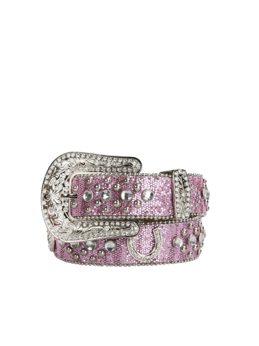 Nocona Girls' Pink‎ Glitter Horseshoe Western Belt Size 26